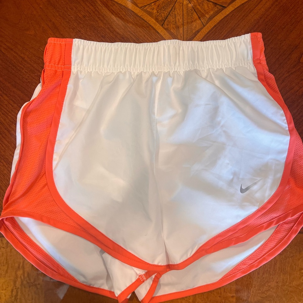 Nike Women's White and Pink Athletic Shorts